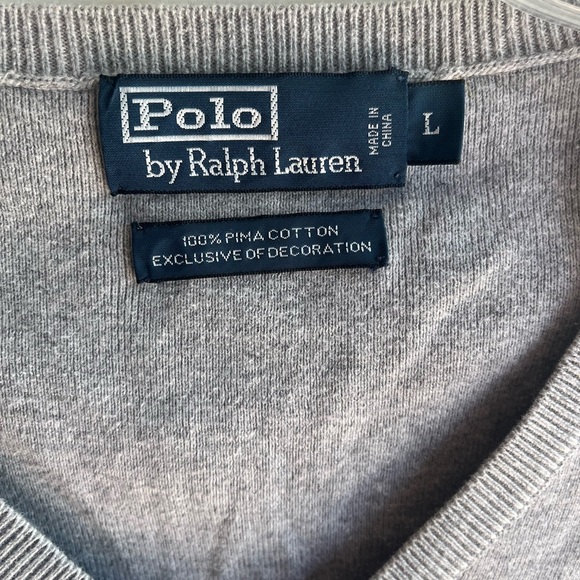 Polo Ralph Lauren Men’s Grey Classic Pima Cotton V-neck Sweater Vest Size Large - Picture 3 of 5